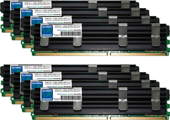 8GB (8 x 1GB) DDR2 800MHz PC2-6400 240-PIN ECC FULLY BUFFERED DIMM (FBDIMM) MEMORY RAM KIT FOR MAC PRO (EARLY 2008)